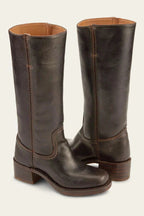Women's Leather Block Heel Knee High Boots
