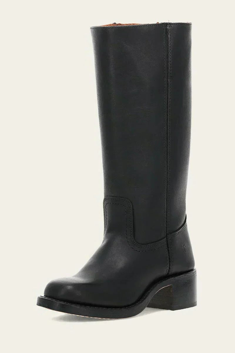 Women's Leather Block Heel Knee High Boots