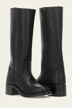 Women's Leather Block Heel Knee High Boots