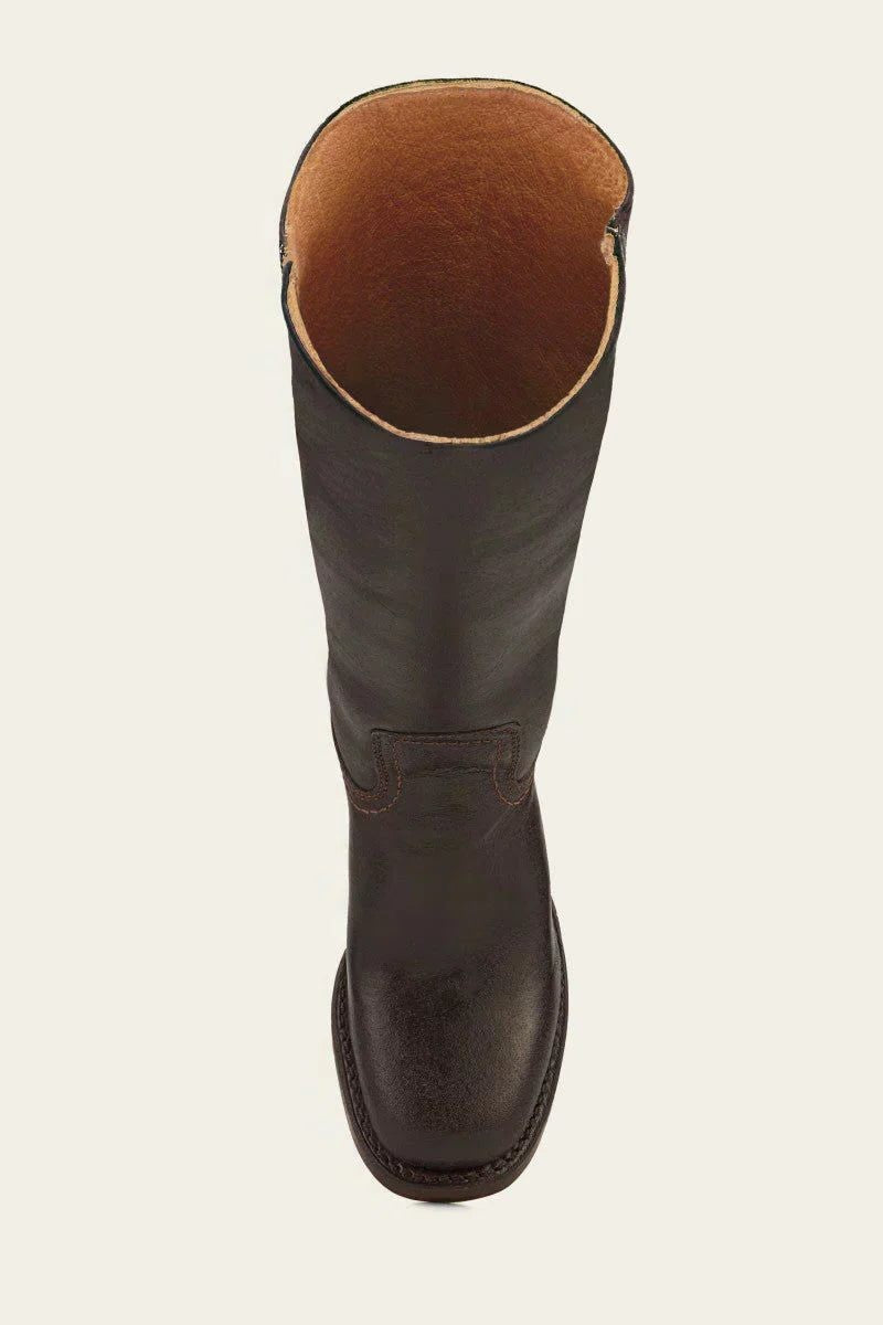 Women's Leather Block Heel Knee High Boots