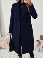 Women's Long Belted Coat with Wide Collar