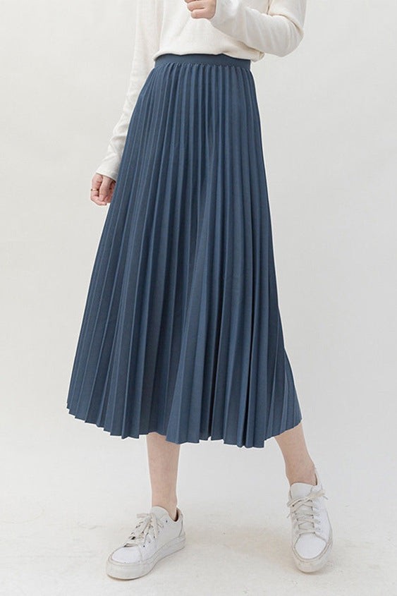 Women's Long High Waist Pleated Skirt