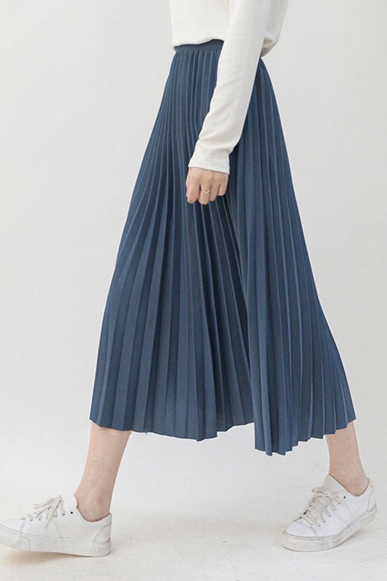 Women's Long High Waist Pleated Skirt