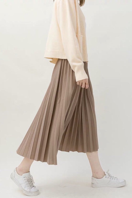 Women's Long High Waist Pleated Skirt