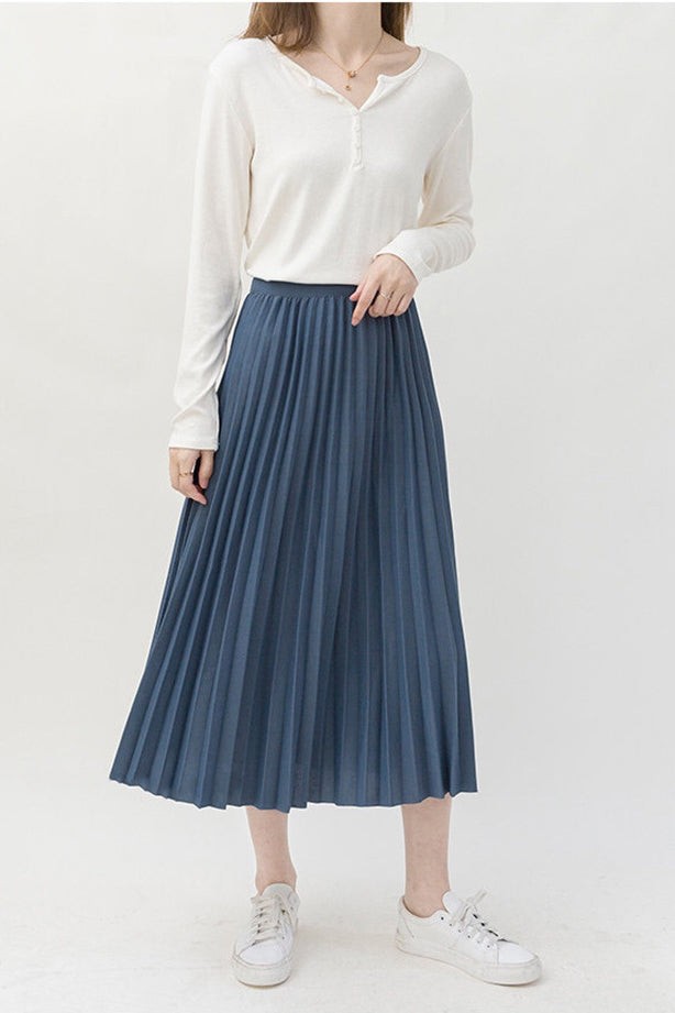 Women's Long High Waist Pleated Skirt