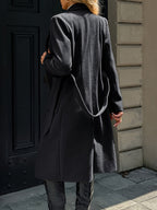 Women's Long Tailored Belted Coat with Pockets