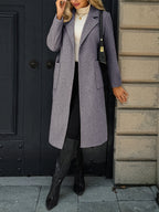 Women's Long Tailored Belted Coat with Pockets