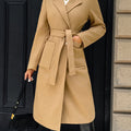 Women's Long Tailored Belted Coat with Pockets