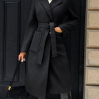 Women's Long Tailored Belted Coat with Pockets