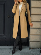 Women's Long Tailored Belted Coat with Pockets