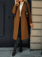 Women's Long Tailored Belted Coat with Pockets