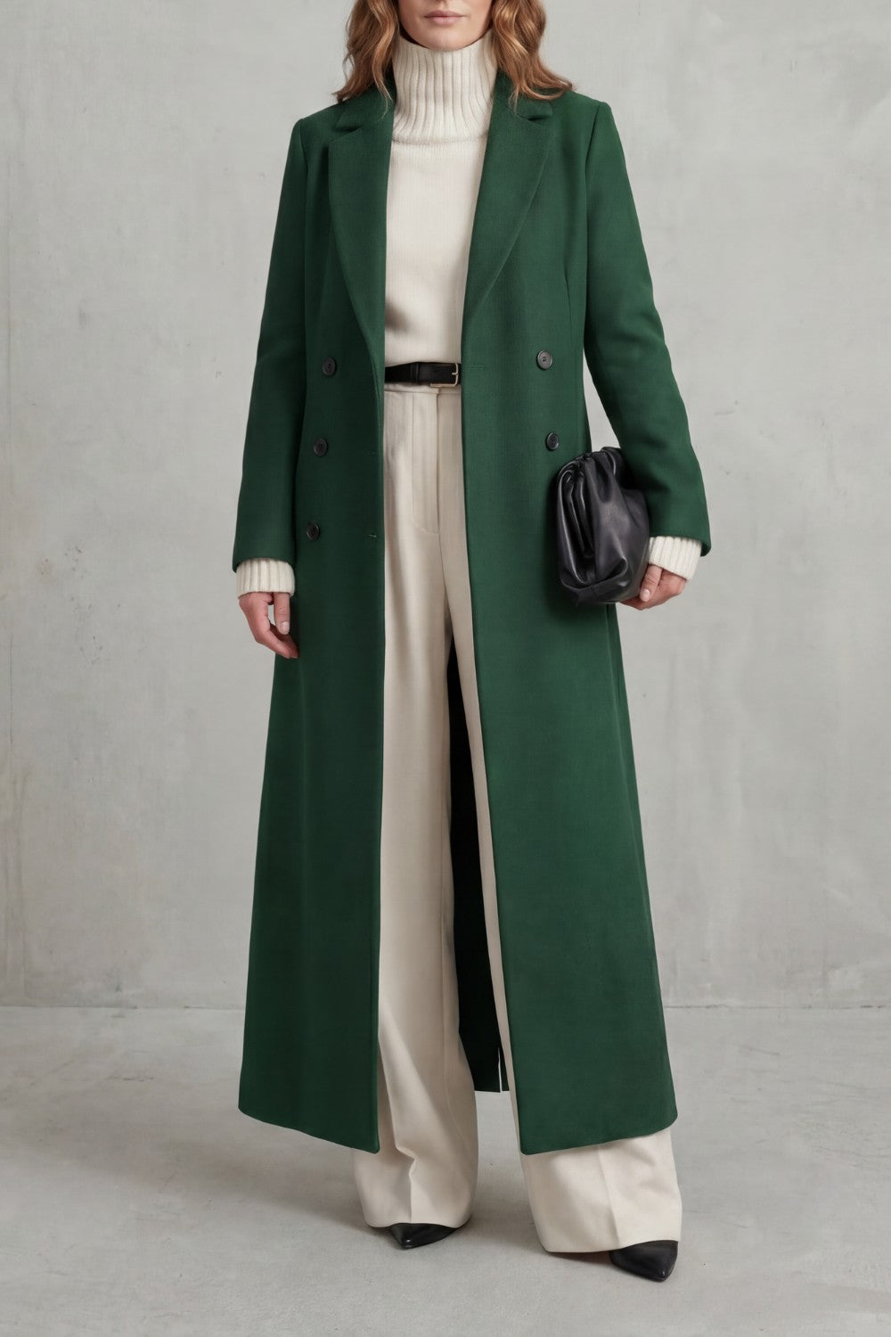Women's Longline Double-Breasted Wool Coat