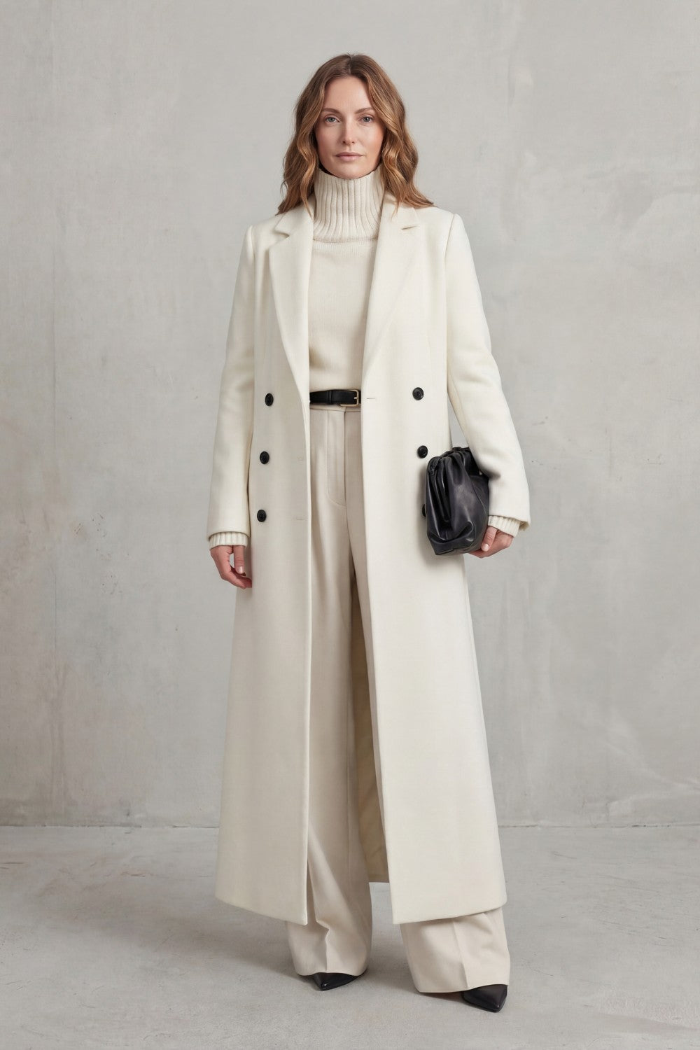 Women's Longline Double-Breasted Wool Coat