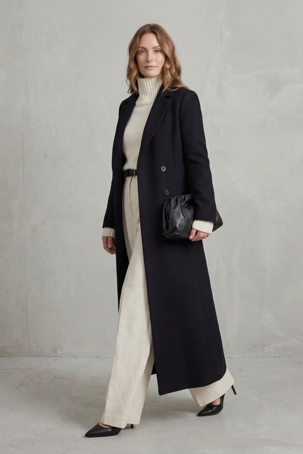 Women's Longline Double-Breasted Wool Coat