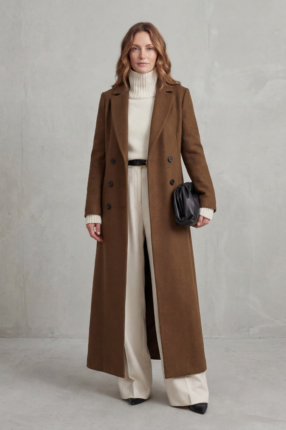 Women's Longline Double-Breasted Wool Coat