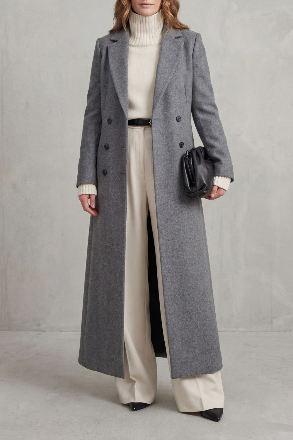 Women's Longline Double-Breasted Wool Coat