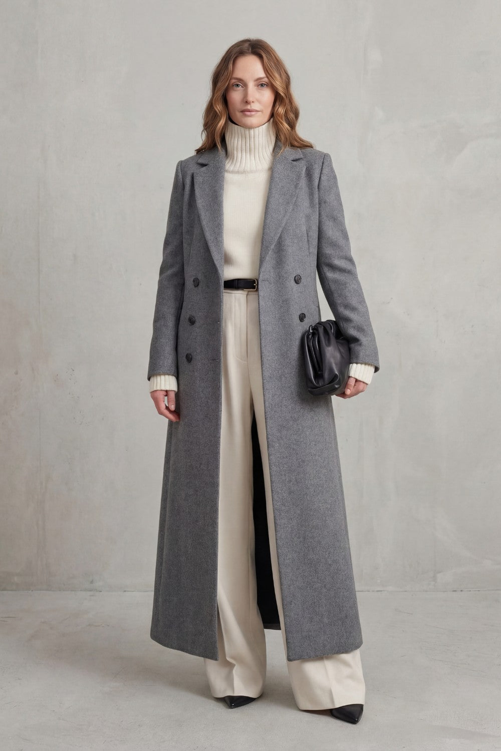 Women's Longline Double-Breasted Wool Coat