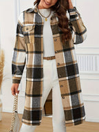 Women's Longline Plaid Coats
