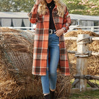 Women's Longline Plaid Coats