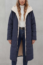 Women's Longline Quilted Coats with Hood