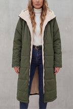 Women's Longline Quilted Coats with Hood
