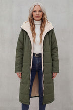 Women's Longline Quilted Coats with Hood
