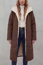 Women's Longline Quilted Coats with Hood