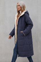 Women's Longline Quilted Coats with Hood
