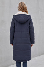 Women's Longline Quilted Coats with Hood