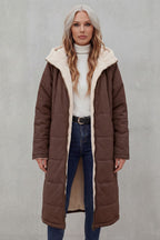 Women's Longline Quilted Coats with Hood