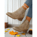 Women's Low Block Heel Cutout Ankle Boots