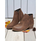 Women's Low Block Heel Cutout Ankle Boots