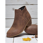 Women's Low Block Heel Cutout Ankle Boots