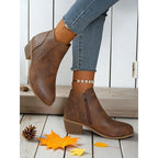 Women's Low Block Heel Cutout Ankle Boots