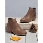 Women's Low Block Heel Cutout Ankle Boots