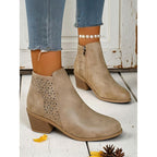 Women's Low Block Heel Cutout Ankle Boots