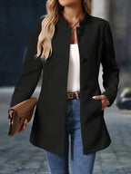 Women's Mid-Length Overcoat with Stand Collar