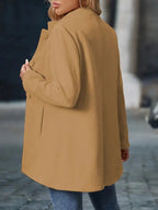 Women's Mid-Length Overcoat with Stand Collar