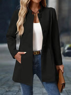 Women's Mid-Length Overcoat with Stand Collar