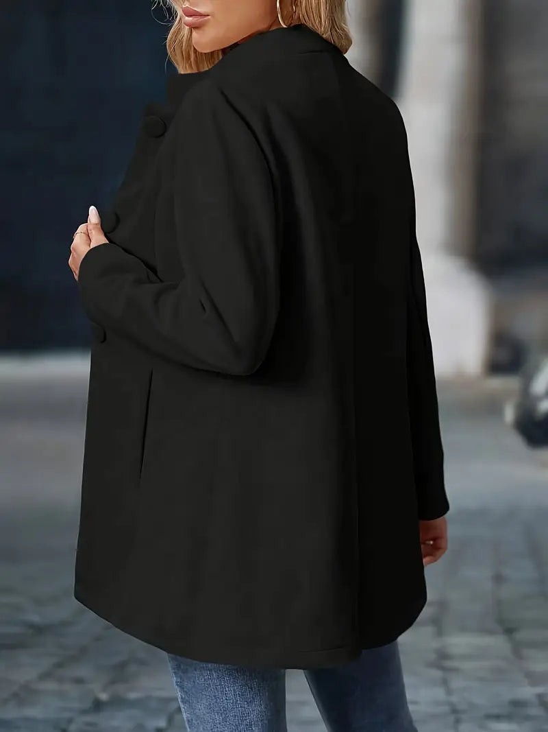 Women's Mid-Length Overcoat with Stand Collar