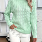 Women's Oversized Cable Knit Jumper with Round Neck