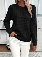 Women's Oversized Cable Knit Jumper with Round Neck