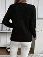 Women's Oversized Cable Knit Jumper with Round Neck