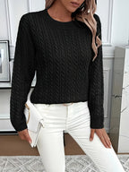 Women's Oversized Cable Knit Jumper with Round Neck