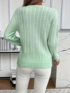 Women's Oversized Cable Knit Jumper with Round Neck