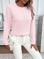 Women's Oversized Cable Knit Jumper with Round Neck