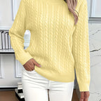 Women's Oversized Cable Knit Jumper with Round Neck