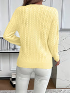 Women's Oversized Cable Knit Jumper with Round Neck