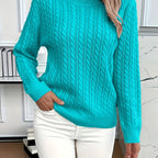 Women's Oversized Cable Knit Jumper with Round Neck
