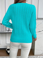 Women's Oversized Cable Knit Jumper with Round Neck